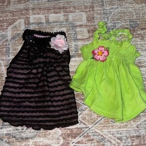 Doggie/Puppy Striped Black and Pink Lined Dog Dress & Green Dress